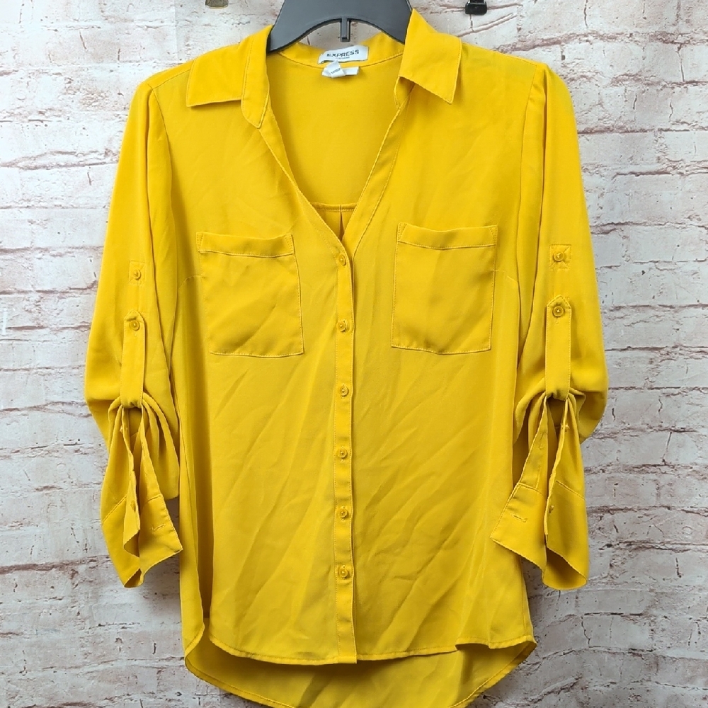 Express Mustard Button-Down Shirt Small